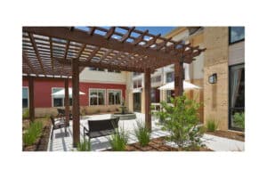 Veranda and outdoor seating area of North Houston Transitional Care