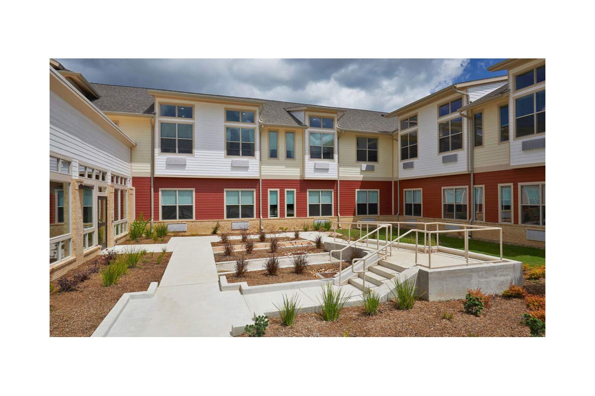 Courtyard and outdoor therapy walking area of North Houston Transitional Care